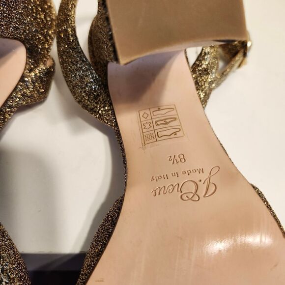 NWT J.Crew "Harlow" Gold Lurex Over Leather Ankle Strap Pumps Sz.8.5 $248 - Picture 8 of 9